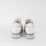 Hogan White and Silver Leather Platform Sneakers