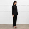 Theory at Bergdorf Goodman Black Stretch Top With Embillshed Front