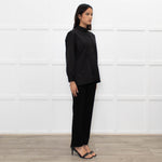 Theory at Bergdorf Goodman Black Stretch Top With Embillshed Front