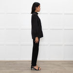 Theory at Bergdorf Goodman Black Stretch Top With Embillshed Front