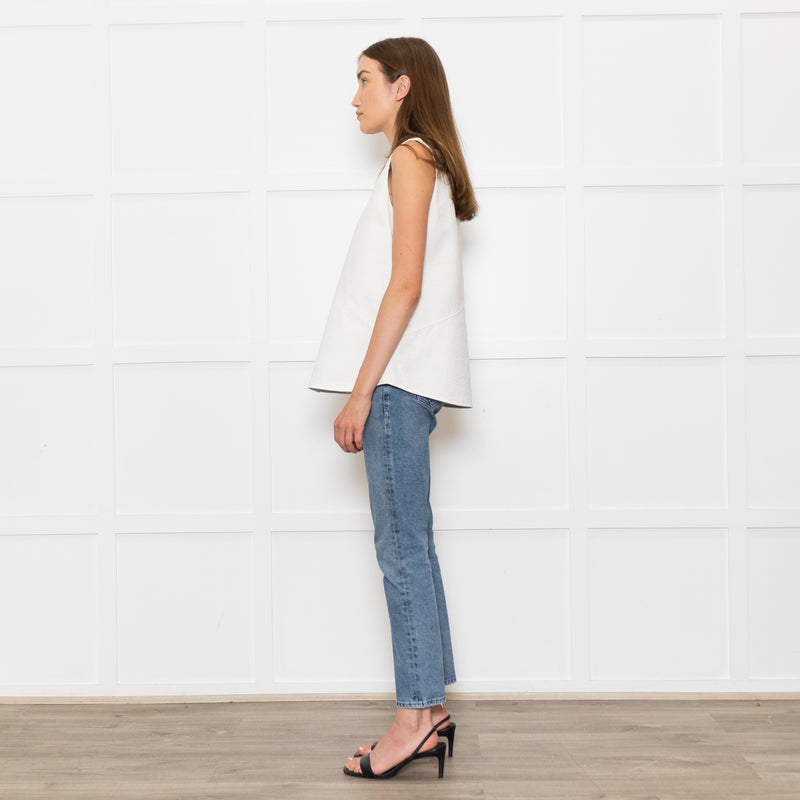 Bamford Cream Textured Sleeveless Top