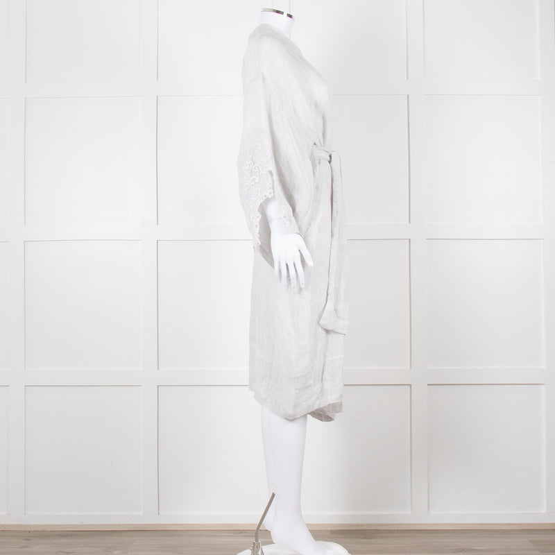 Maurizio Mykonos Grey Lace Tie Waist Duster Coat