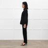 Theory at Bergdorf Goodman Black Stretch Top With Embillshed Front