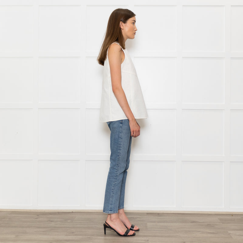 Bamford Cream Textured Sleeveless Top