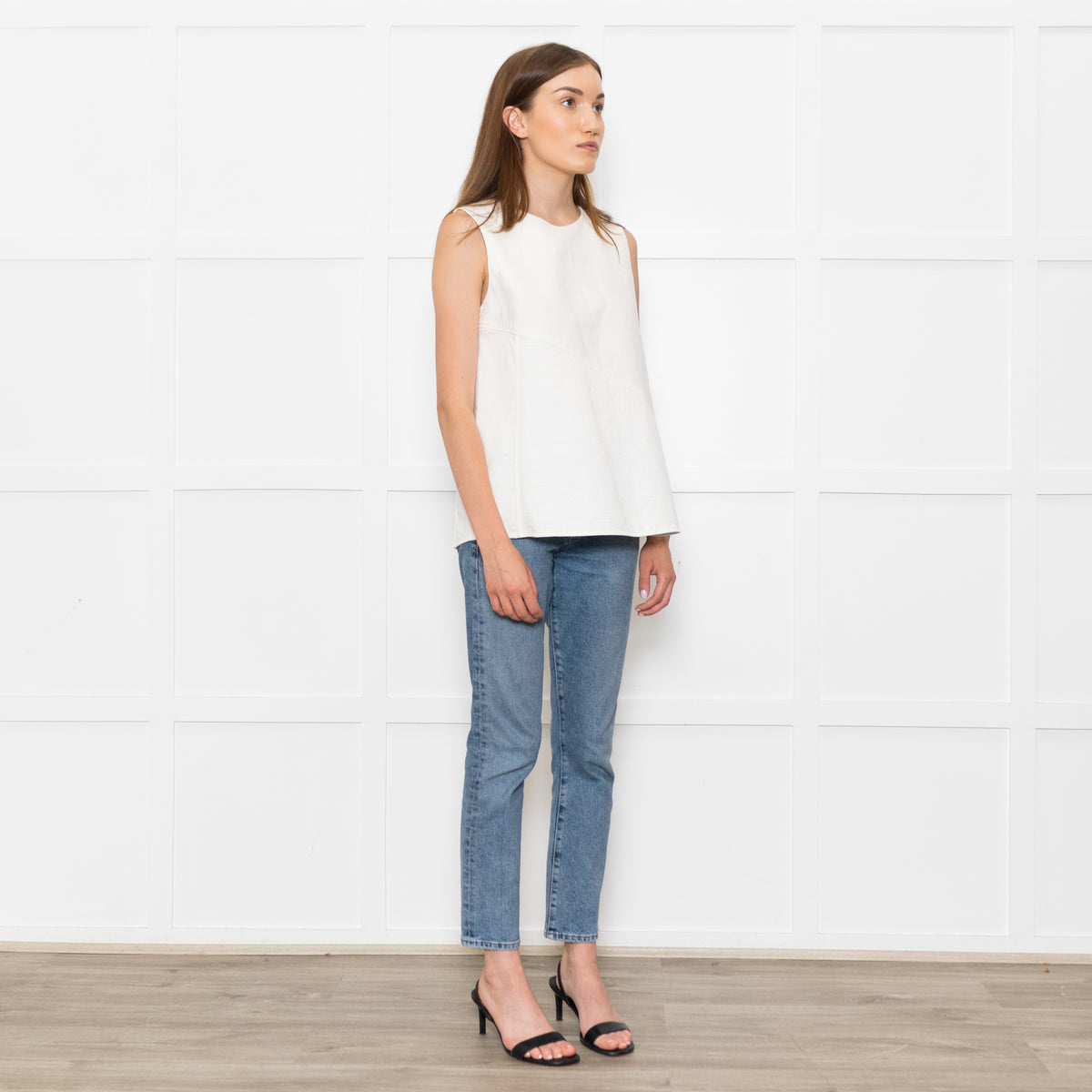 Bamford Cream Textured Sleeveless Top