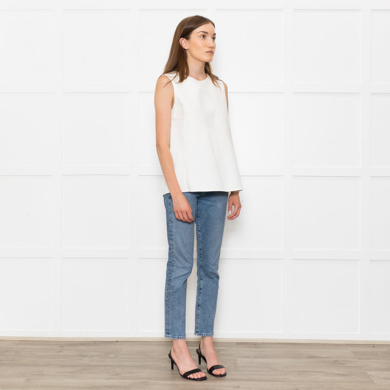 Bamford Cream Textured Sleeveless Top