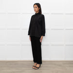 Theory at Bergdorf Goodman Black Stretch Top With Embillshed Front