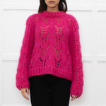 Ganni Pink Mohair Jumper With Holes In Stitching