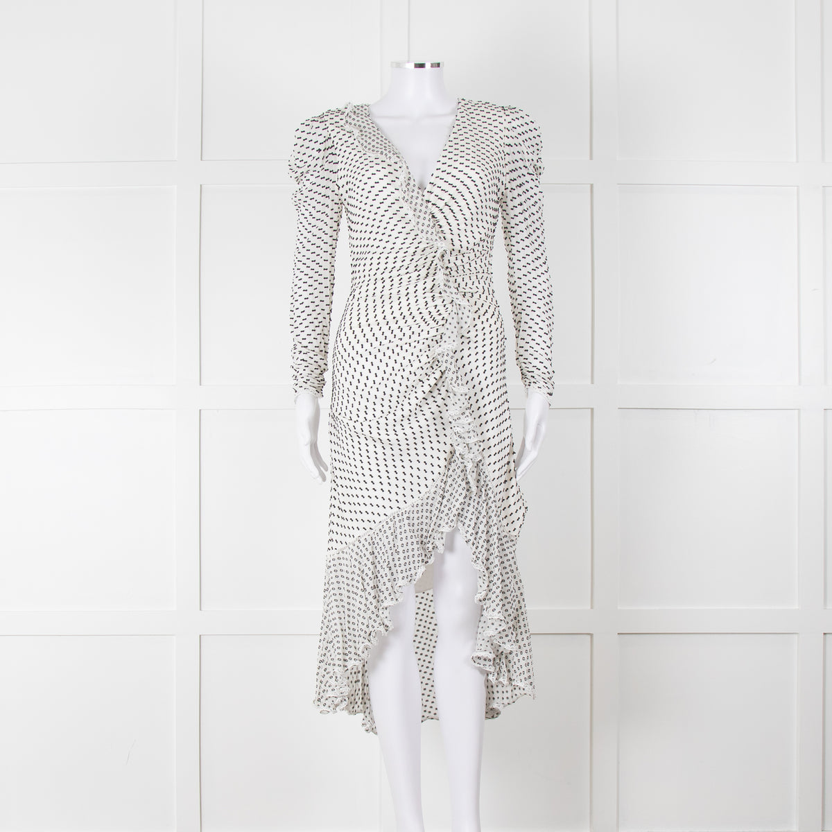 Jonathan Simkhai White Black Ruffle Long Sleeve Dress