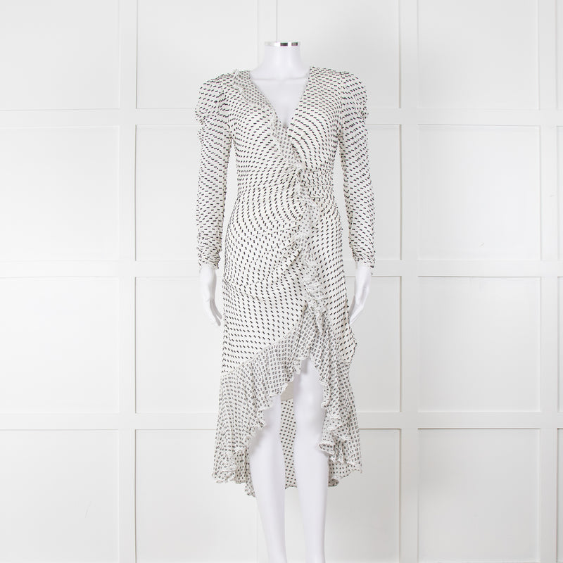 Jonathan Simkhai White Black Ruffle Long Sleeve Dress