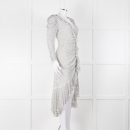 Jonathan Simkhai White Black Ruffle Long Sleeve Dress