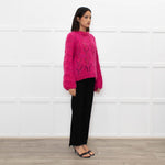 Ganni Pink Mohair Jumper With Holes In Stitching