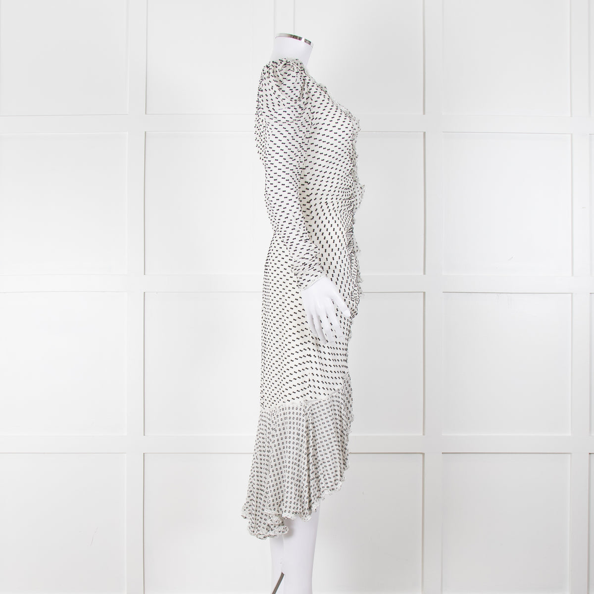 Jonathan Simkhai White Black Ruffle Long Sleeve Dress