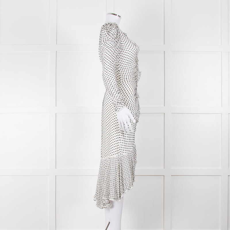 Jonathan Simkhai White Black Ruffle Long Sleeve Dress