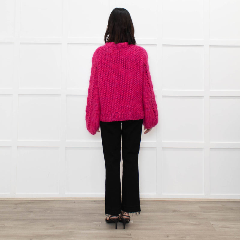 Ganni Pink Mohair Jumper With Holes In Stitching