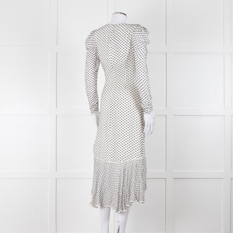 Jonathan Simkhai White Black Ruffle Long Sleeve Dress