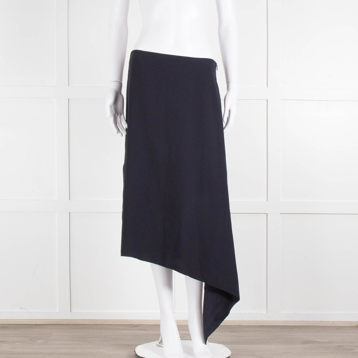 Joseph Navy Crepe Drape Hem Skirt