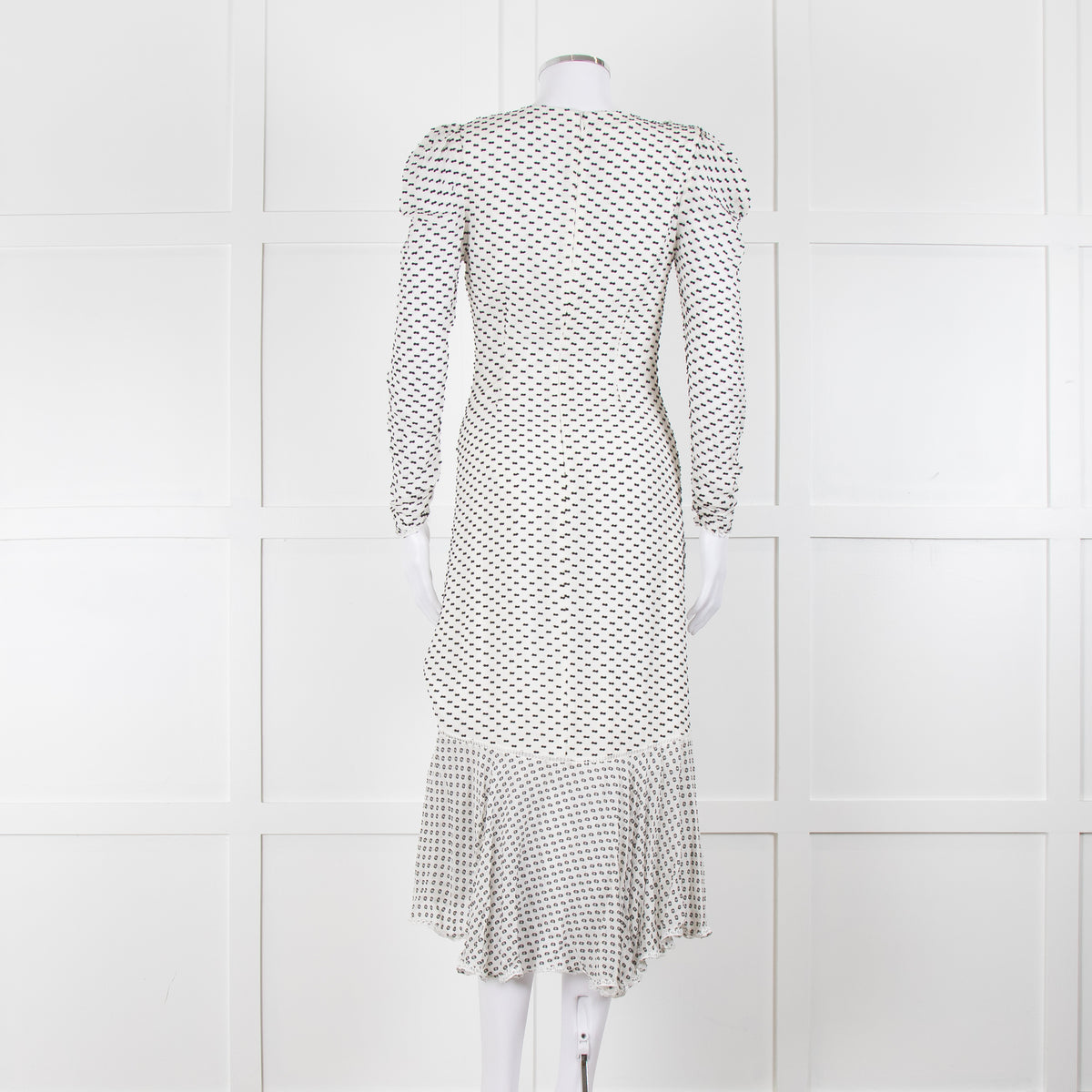 Jonathan Simkhai White Black Ruffle Long Sleeve Dress