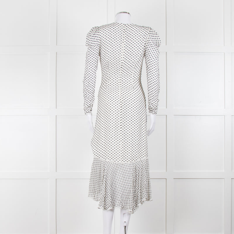 Jonathan Simkhai White Black Ruffle Long Sleeve Dress
