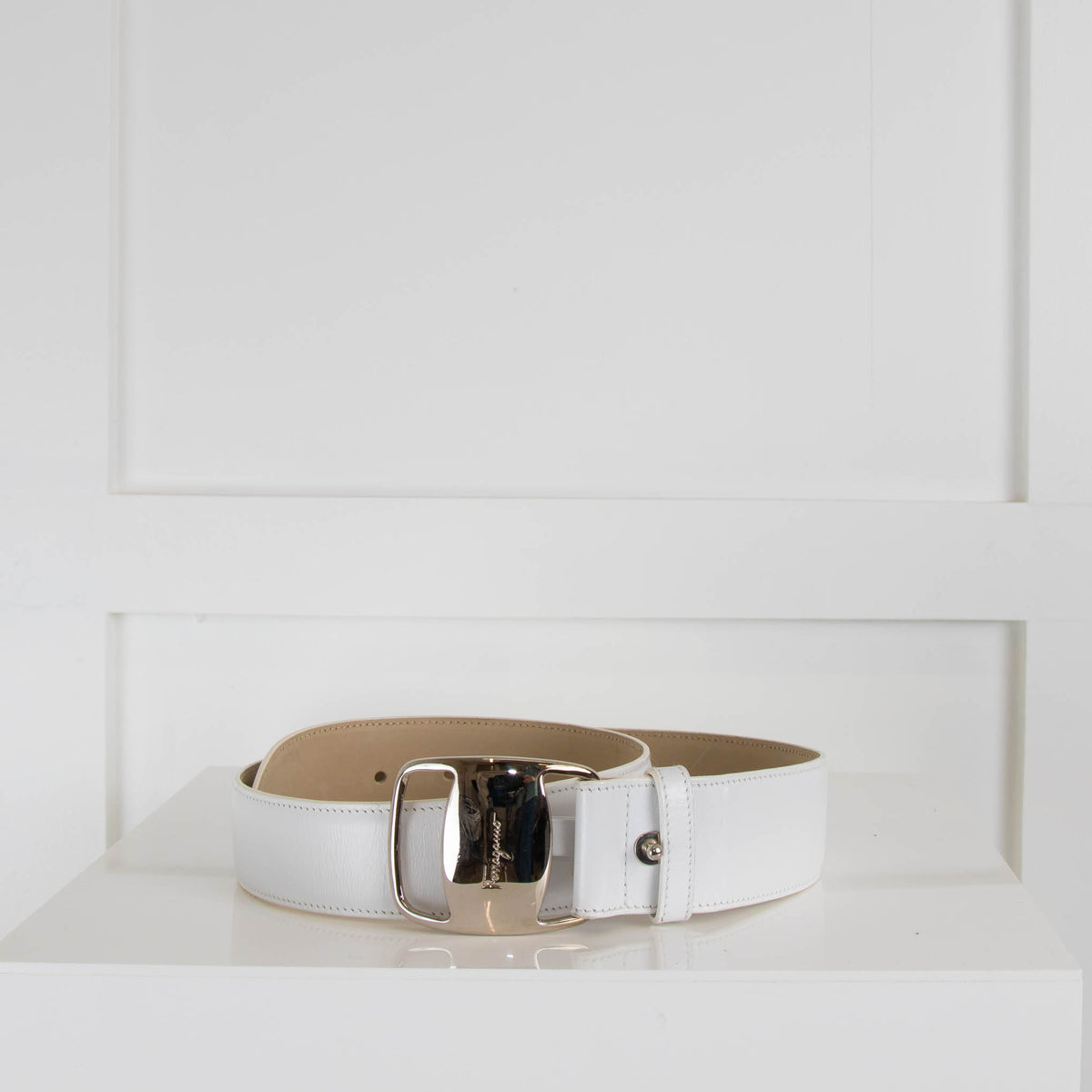 Salvatore Ferragamo White Leather Belt