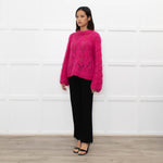 Ganni Pink Mohair Jumper With Holes In Stitching