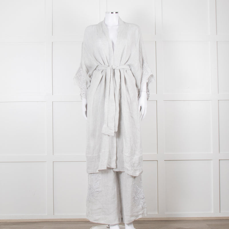 Maurizio Mykonos Grey Lace Wide Leg Trousers