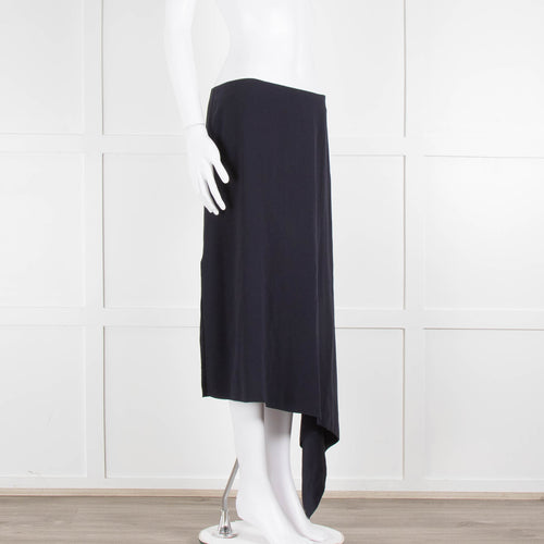 Joseph Navy Crepe Drape Hem Skirt