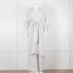 Maurizio Mykonos Grey Lace Tie Waist Duster Coat
