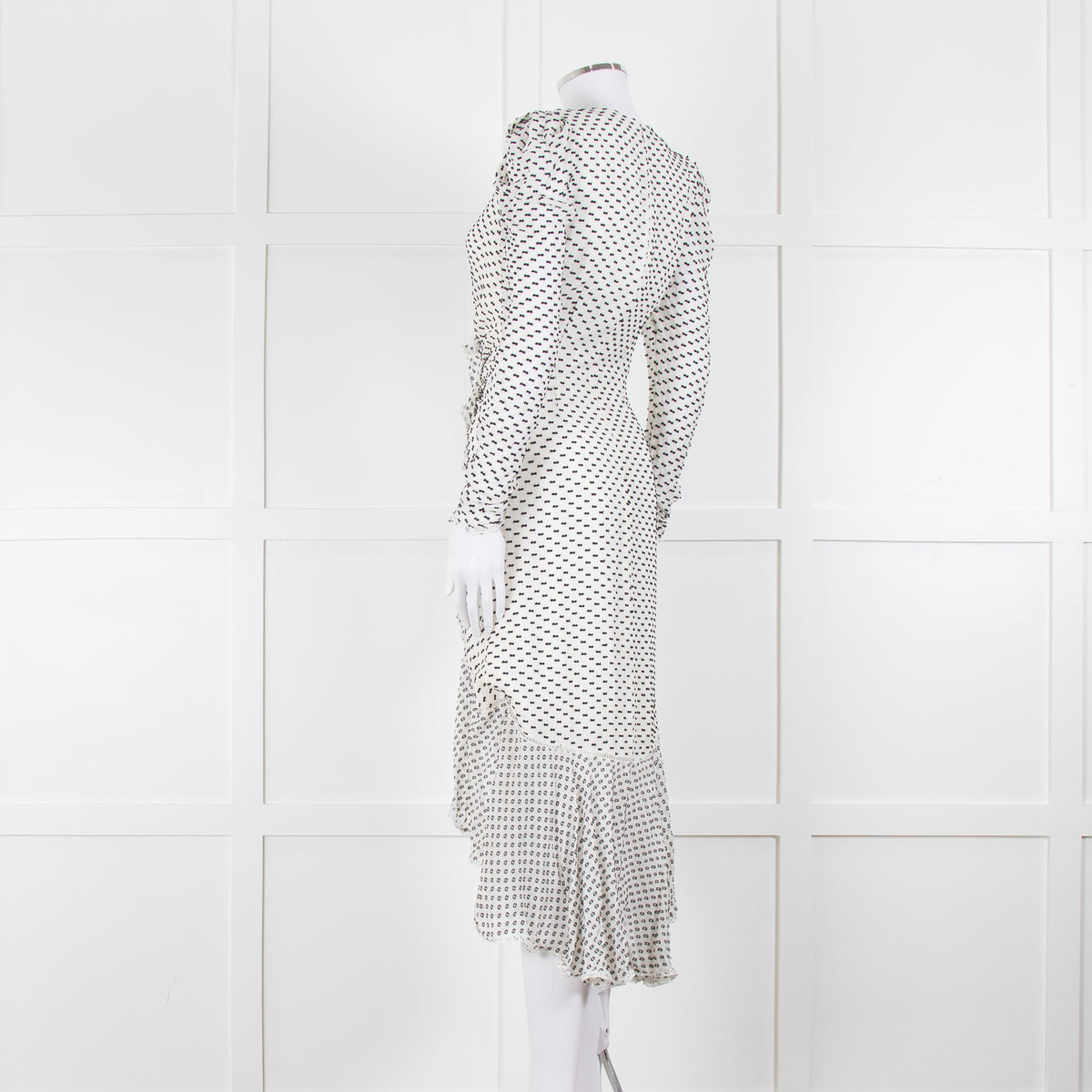 Jonathan Simkhai White Black Ruffle Long Sleeve Dress