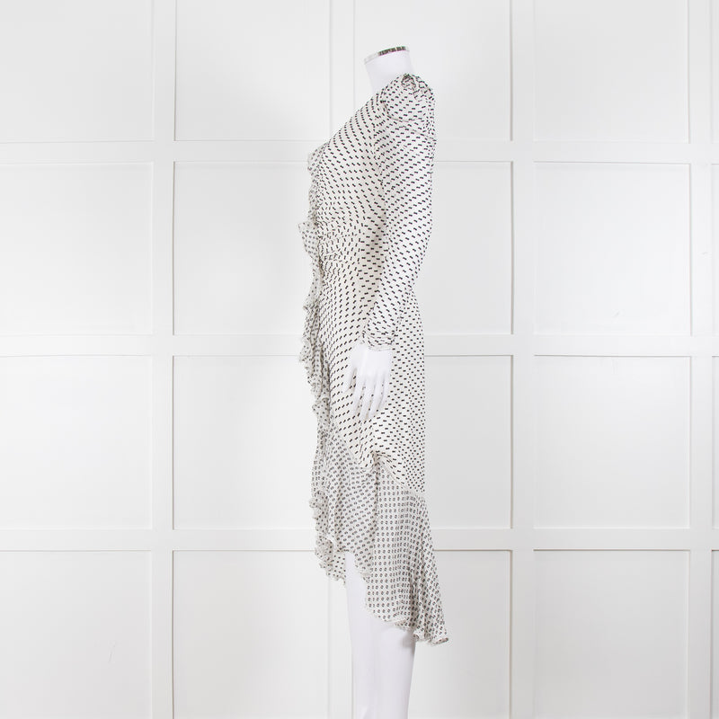 Jonathan Simkhai White Black Ruffle Long Sleeve Dress