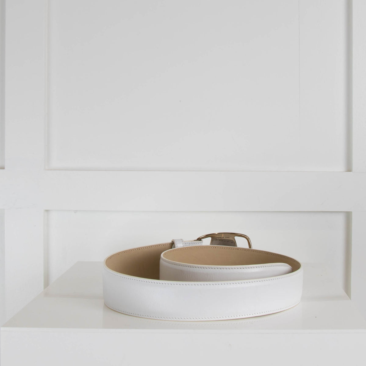 Salvatore Ferragamo White Leather Belt