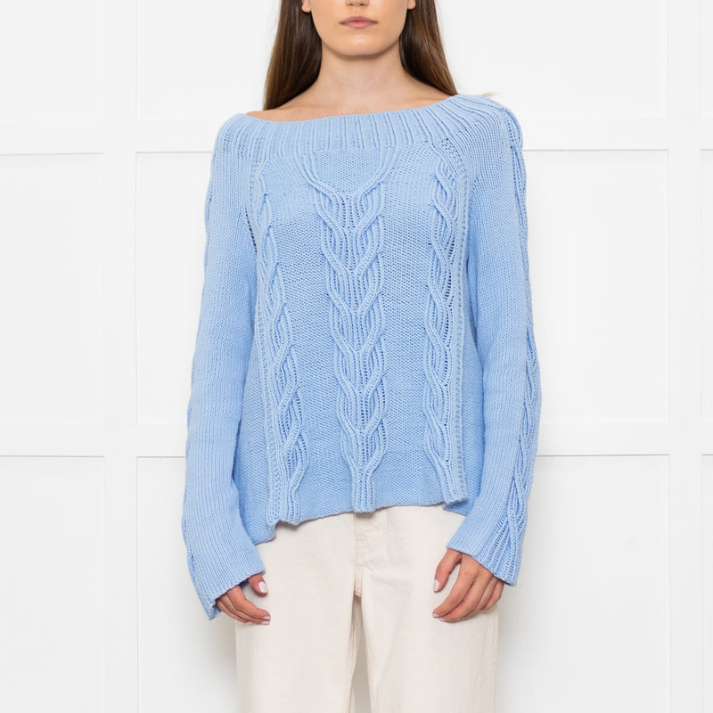 Bamford Pale Blue Cotton Cable Jumper
