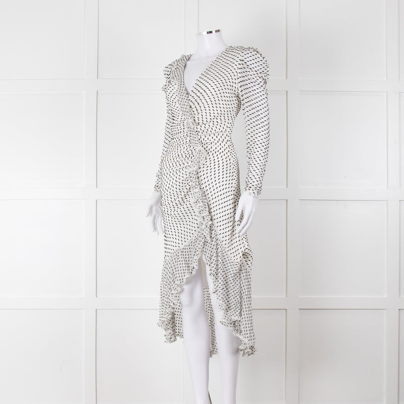Jonathan Simkhai White Black Ruffle Long Sleeve Dress