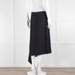Joseph Navy Crepe Drape Hem Skirt