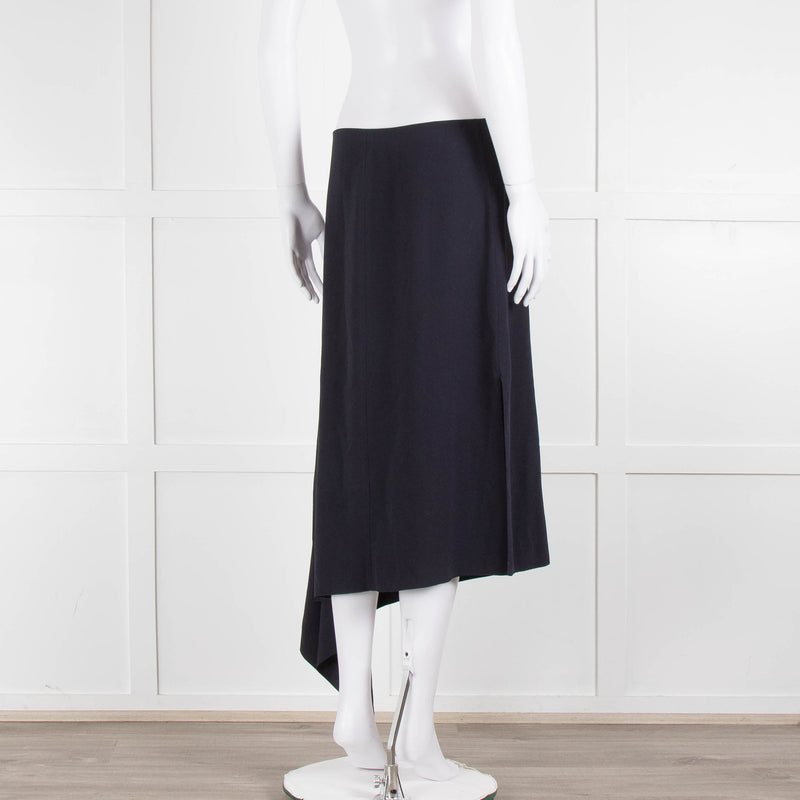 Joseph Navy Crepe Drape Hem Skirt
