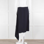 Joseph Navy Crepe Drape Hem Skirt