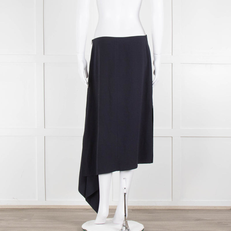 Joseph Navy Crepe Drape Hem Skirt