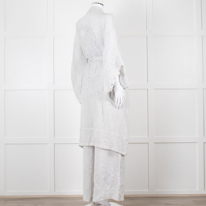 Maurizio Mykonos Grey Lace Wide Leg Trousers