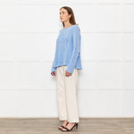 Bamford Pale Blue Cotton Cable Jumper