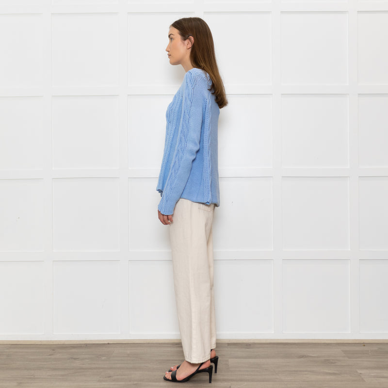 Bamford Pale Blue Cotton Cable Jumper