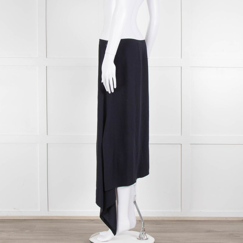 Joseph Navy Crepe Drape Hem Skirt
