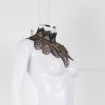 Anne Fontaine Black Embellished Crochet High Collar