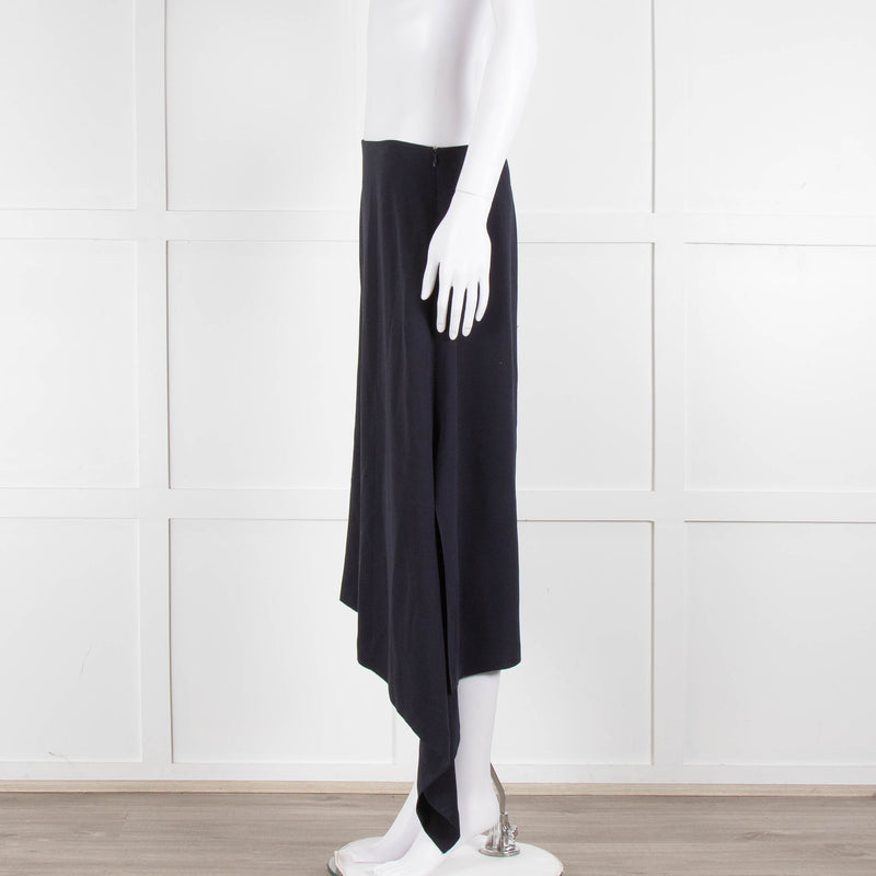 Joseph Navy Crepe Drape Hem Skirt