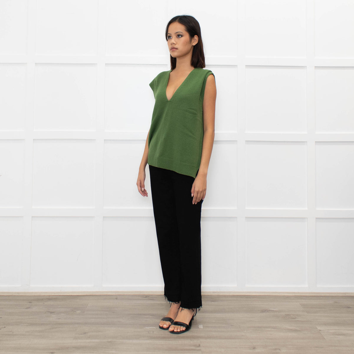 Me + Em Green Knitted Vest