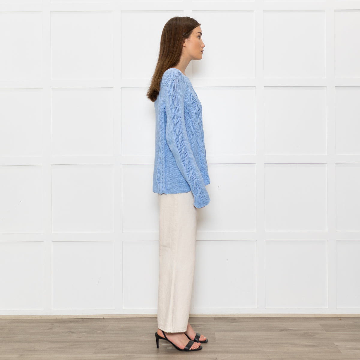 Bamford Pale Blue Cotton Cable Jumper