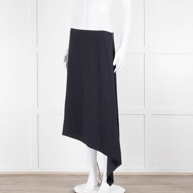 Joseph Navy Crepe Drape Hem Skirt