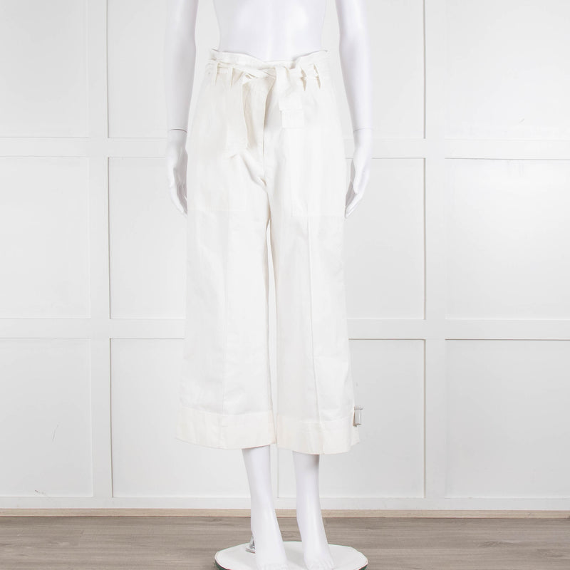 Me + Em White Cotton Cargo Trousers