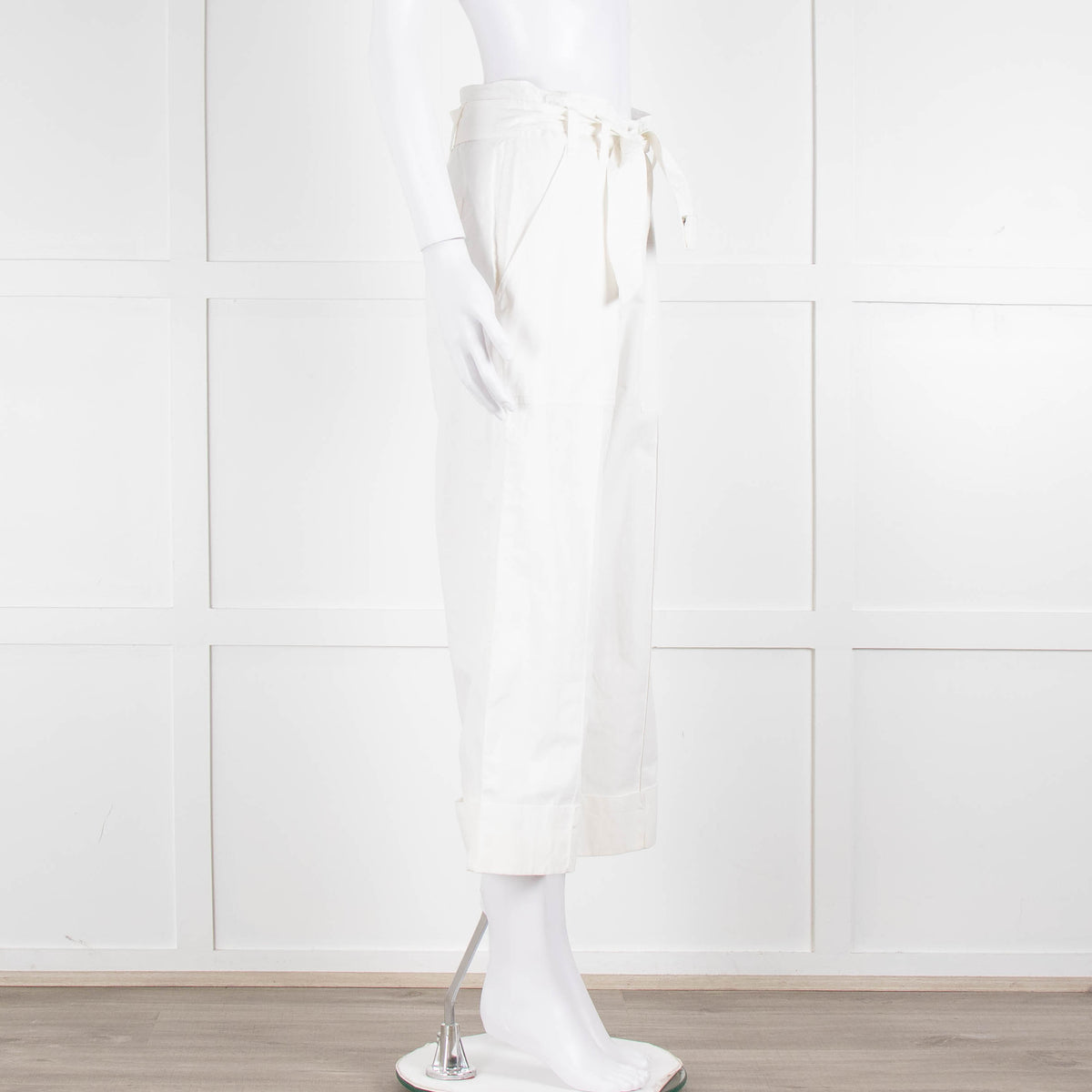 Me + Em White Cotton Cargo Trousers