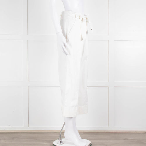 Me + Em White Cotton Cargo Trousers