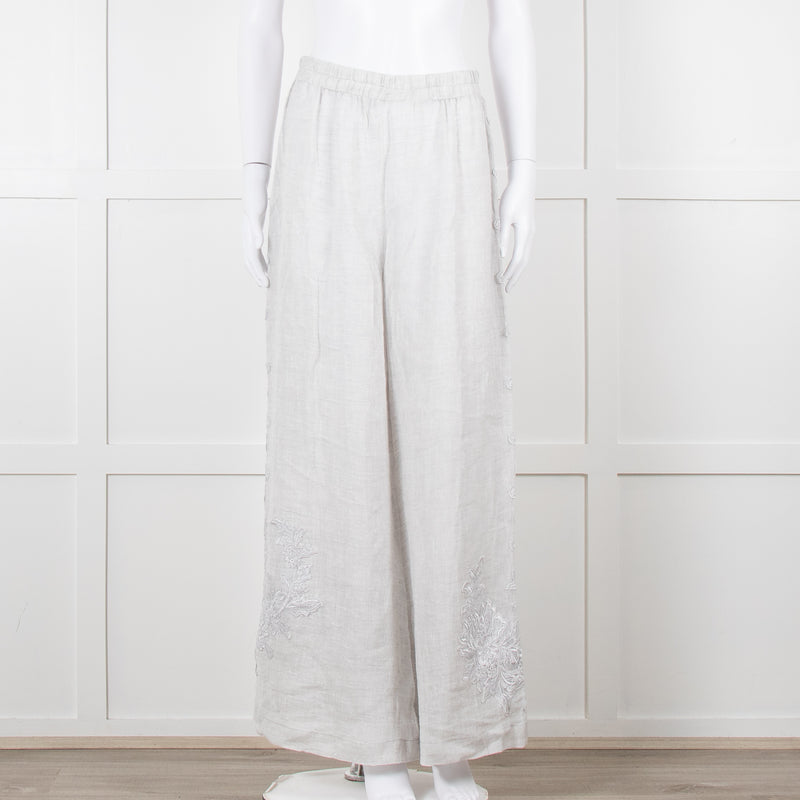Maurizio Mykonos Grey Lace Wide Leg Trousers